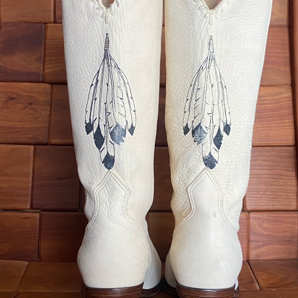 Zodiac Frontier Handmade Leather Vintage Western Cowgirl Boots Women's Size 8 - Picture 14 of 16